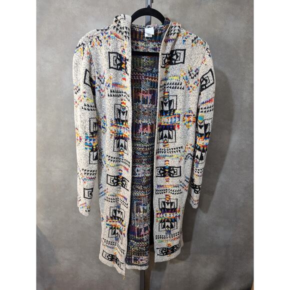 Northern Angel Aztec Multicolor Hooded Sweater Cardigan Sz Med - Picture 1 of 9